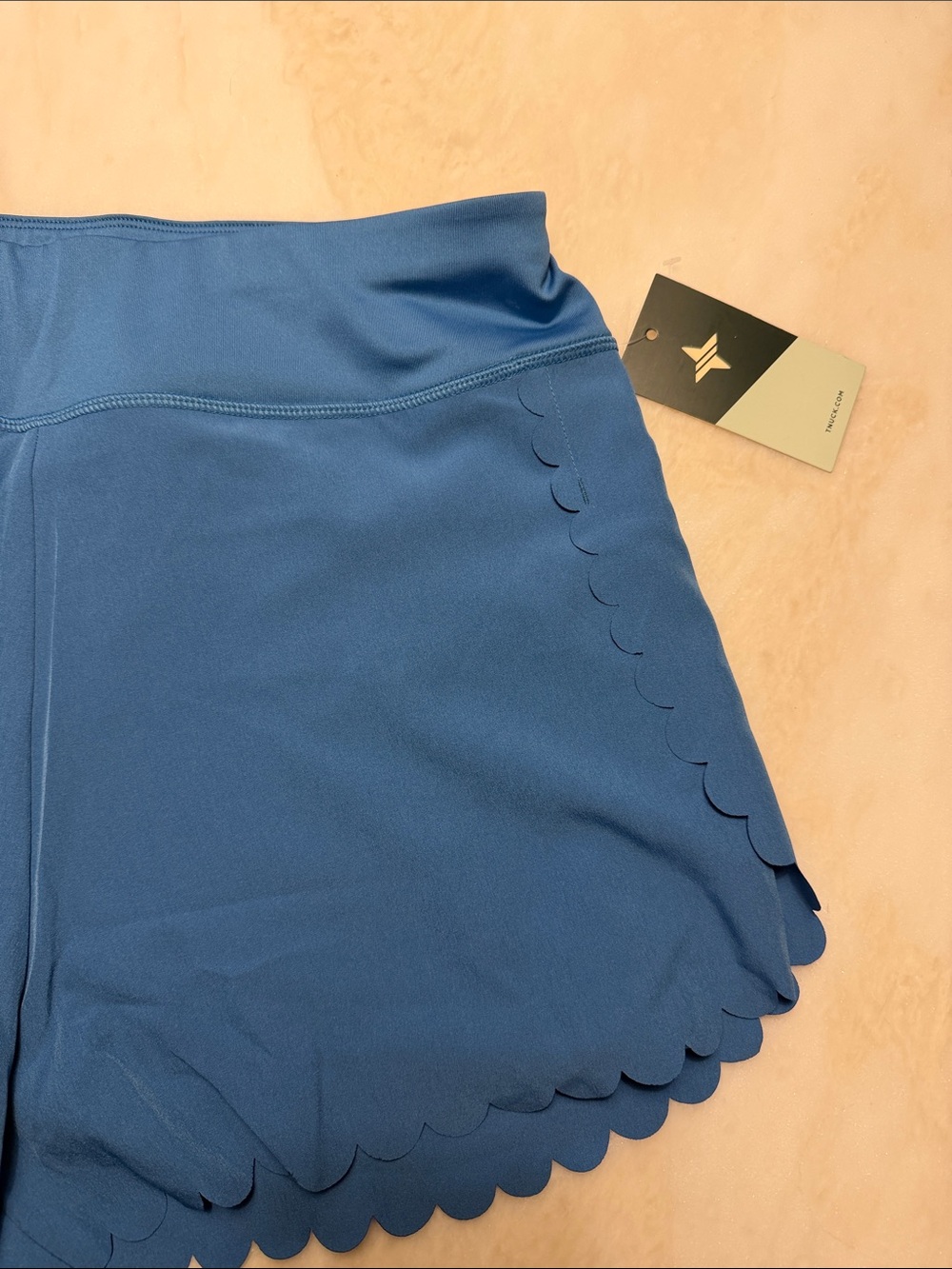 Tuckernuck Blue Scalloped Hem Athletic Shorts - Picture 2 of 5